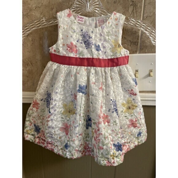 Baby Bari White Floral Girls Dress Size 6/9‎ Months - Picture 2 of 3